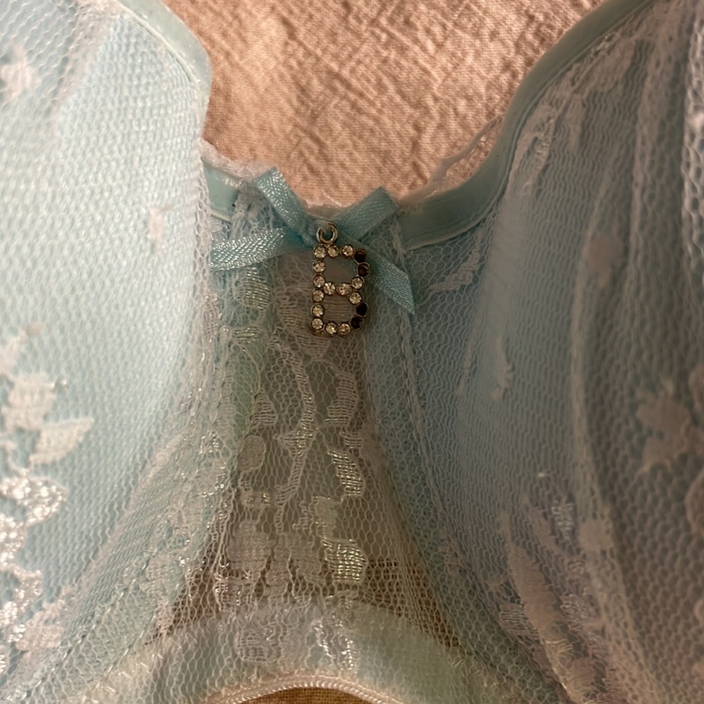 Baby Blue & White Lace Bra - Picture 2 of 8